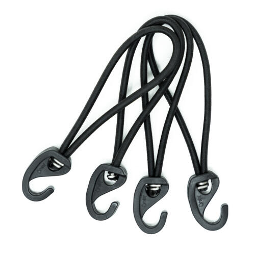 Pack of four sturdy Bungee Hooks for Eglu Chicken Coop Run Covers on white background.